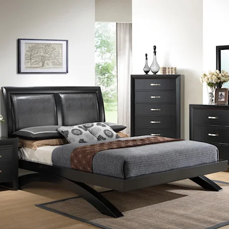 King Contemporary Upholstered Headboard Bed